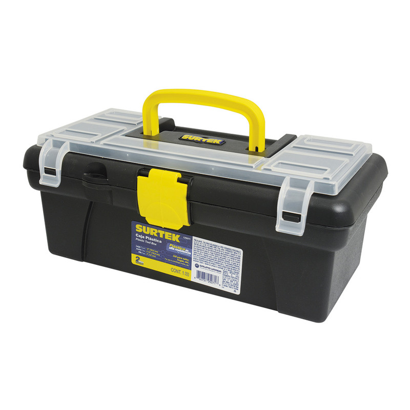 CAJA PLASTICA 12 C/ORGANIZADOR AMARILLA