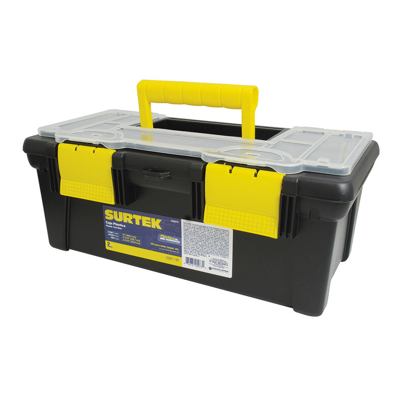 CAJA PLASTICA 16 C/ORGANIZADOR AMARILLA