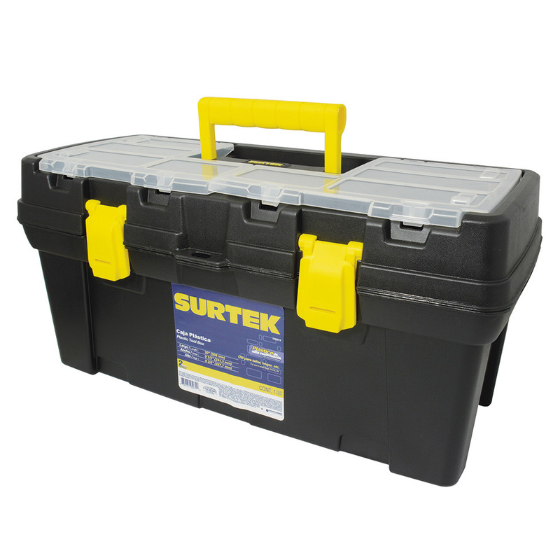 CAJA PLASTICA 20 C/ORGANIZADOR AMARILLA