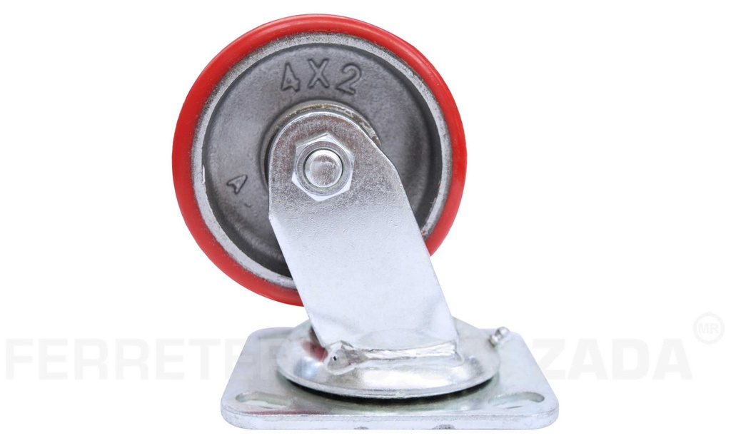 RODAJA PU FIERRO VACIADO GIR ROJA 4 X 2
