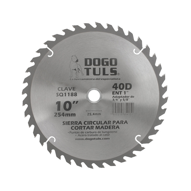 SIERRA CIRCULAR MADERA 10" 40D ENT 1"