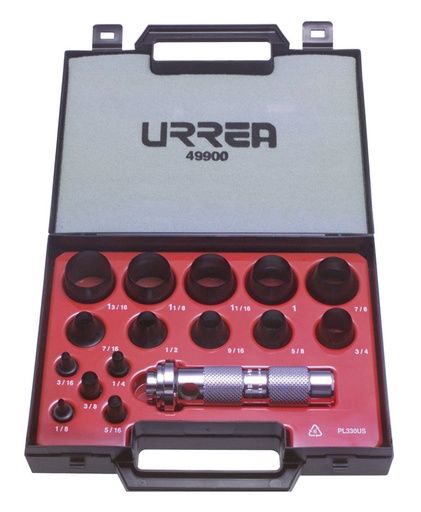 [URR49900] JUEGO SACABOCADOS URREA 16 PZ 1/8-1 3/16