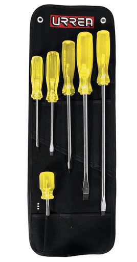 [URR9600B] JUEGO DESTORNILLADORES URREA STD 6 PZAS