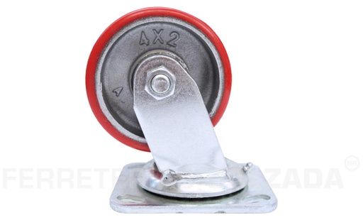 [WESY-1043-102] RODAJA PU FIERRO VACIADO GIR ROJA 4 X 2