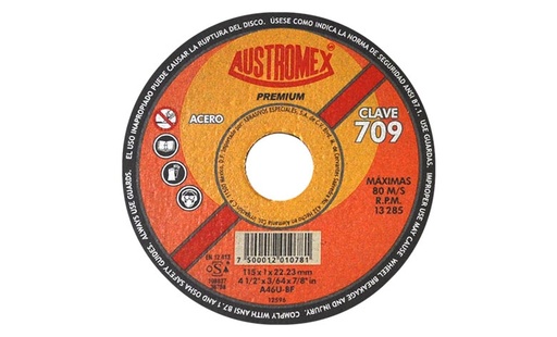 [AUS709] DISCO CORTE 709 4-1/2X3/64X7/8AUSTROMEX PLANO METAL PREMIUM