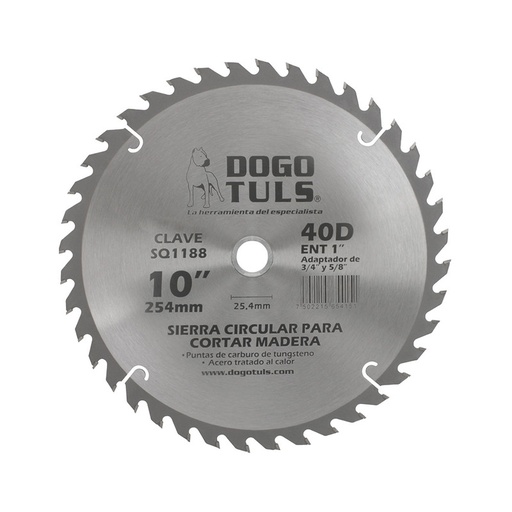 [DOGSQ1188] SIERRA CIRCULAR MADERA 10" 40D ENT 1"